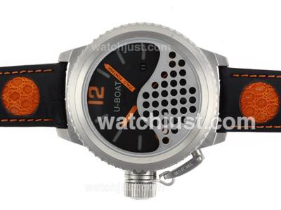 U-Boat Italo Fontana Automatic Black Dial with Orange Markers-Leather Strap