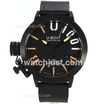 U-Boat Italo Fontana U 1001 Orange Needles Markers with Black Dial-Rubber Strap