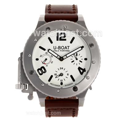 U-Boat Italo Fontana U-42 Manual Winding Power Reserve with White Dial-Black Markers