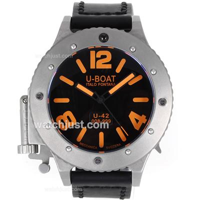 U-Boat Italo Fontana U-42 Manual Winding Titanium Case with Black Dial-Orange Markers