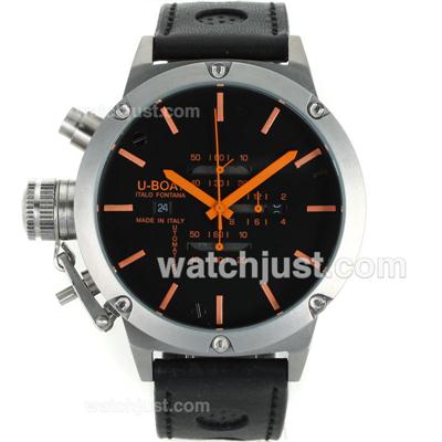 U-Boat Italo Fontana Working Chronograph Orange Stick Markers with Black Dial-Leather Strap