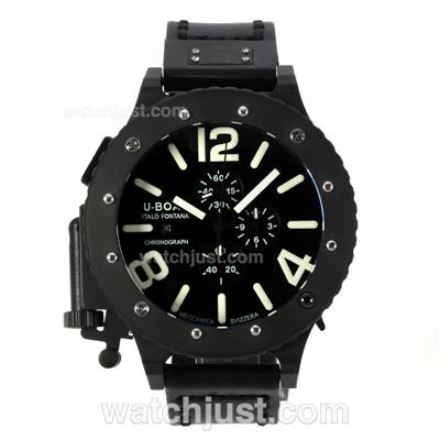 U-Boat Italo Fontana Working Chronograph PVD Case with Black Dial-White Marking