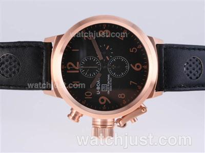 U-Boat Italo Fontana Working Chronograph Rose Gold Case with Black Dial