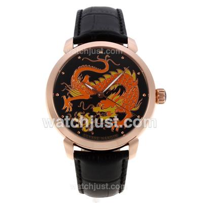 Ulysse Nardin Classico Enamel Champleve Dragon Automatic Rose Gold Case with Black Dial-18K Plated Gold Movement