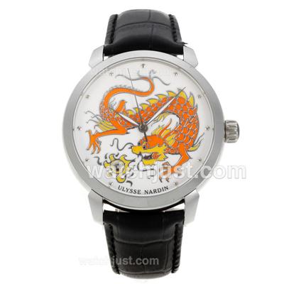 Ulysse Nardin Classico Enamel Champleve Dragon Automatic with White Dial-18K Plated Gold Movement