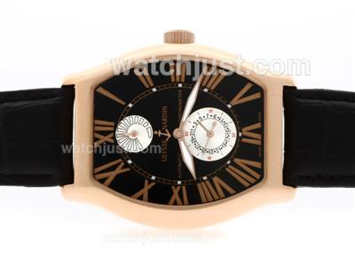 Ulysse Nardin Ludovico Automatic Rose Gold Case with Black Dial-Roman Marking