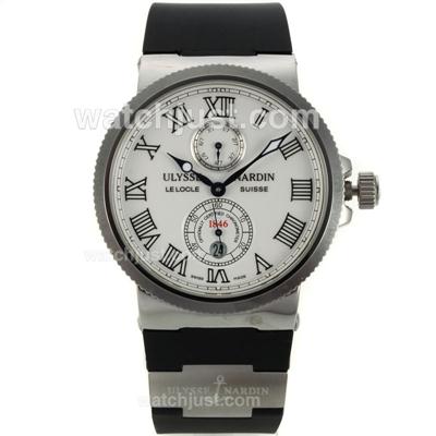 Ulysse Nardin Maxi Marine Automatic Roman Markers with White Dial-Rubber Strap