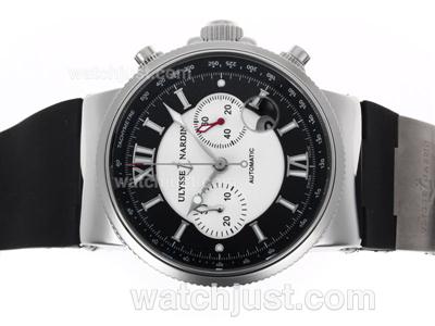 Ulysse Nardin Maxi Marine Chronograph Swiss Valjoux 7750 Movement with Black Dial and Strap