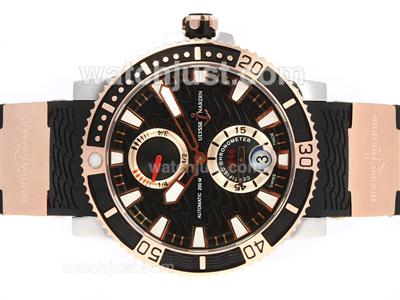 Ulysse Nardin Maxi Marine Diver Working Power Reserve Automatic Two Tone Case with Black Dial-Rubber Strap