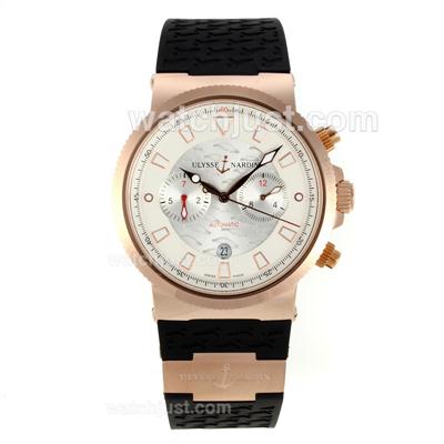 Ulysse Nardin Maxi Marine Working Chronograph Rose Gold Case with White Dial-18K Plated Gold Movement