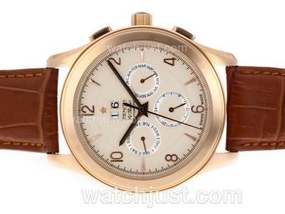 Zenith Classic Perpetual Calendar Automatic Rose Gold Case with Champagne Dial-Leather Strap