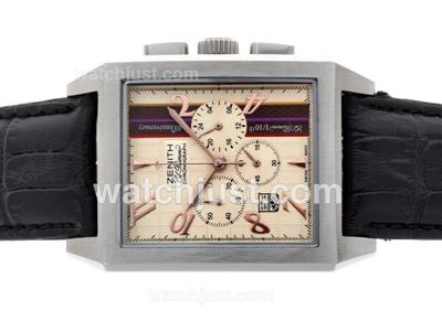 Zenith El Primero Chronomaster Working Chronograph with Champagne Dial-Leather Strap