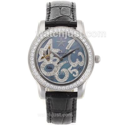 Zenith Star Open Sea Automatic Diamond Bezel with Blue Dial-18K Plated Gold Movement